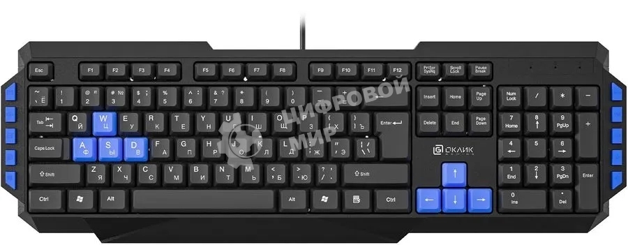 Клавиатура проводная Oklick 750G FROST WAR, USB, черный/синий