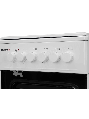 Плита комбинированная Kraft KF-FSK5302EW белый, конфорок 4 газовых, духовка 58 л, 50 см x 85.5 см x 55 см