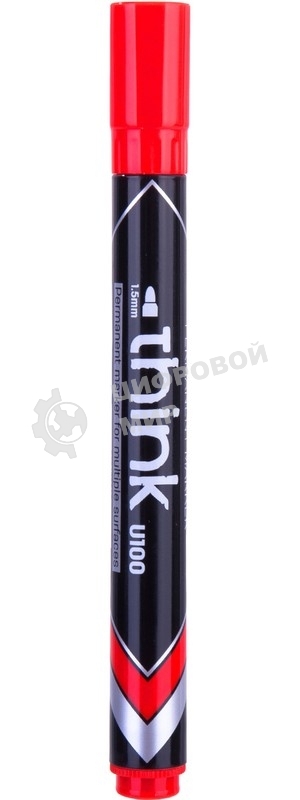Маркер перманентный Deli Think EU10040, круглый пишущий наконечник, 2мм, красный