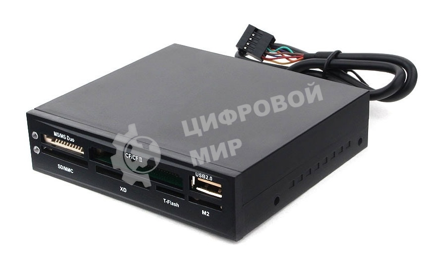 Кард-ридер Gembird FDI2-ALLIN1-02-B/черный/SD/T-Flash/Micro-SD/Micro-SDHC/Micro-SDXC/USB 2.0/метал