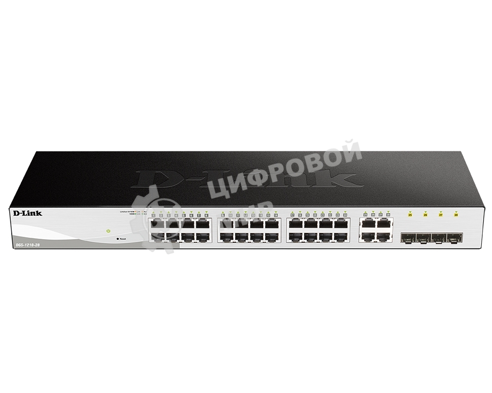 Коммутатор D-Link DGS-1210-28/FL2A, 24×1 Гбит/с + 4×1 Гбит/с Combo, настраиваемый