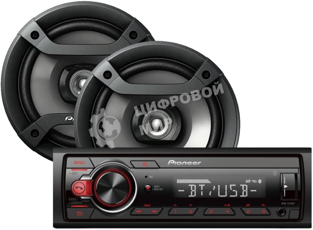 Автомагнитола Pioneer MXT-S216BT, 1 DIN, Bluetooth, USB Type-A, AUX