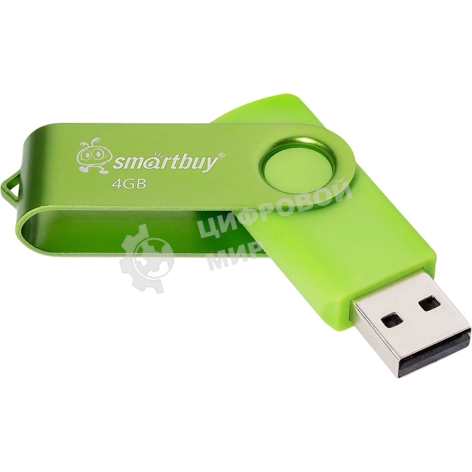 Флешка USB SmartBuy Twist Acid Green (SB004GB2TWAG), 4GB, USB 2.0, R/W 15/5, кислотно-зеленый
