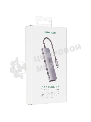 USB-концентратор UGREEN CM136-80132, USB Type-C, USB 3.0/HDMI/USB Type-C PD/AUX (3.5мм), USB