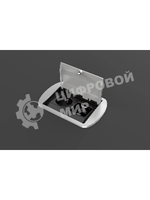 Прямоугольный металлический корпус Wize Pro WRTS-M-4CBOX-S серия M, для модульной системы врезного лючка в стол с убирающейся крышкой для установки до 4 модулей-вставок серии М, серебристый