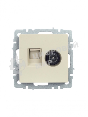 Розетка телевизионная двойная TV+RJ45 IEK BRITE РТВ/РК12-БрКр кат.5E бежевый