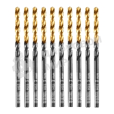 Сверло по металлу Denzel 3 мм, HSS-Tin, Golden Tip, 10 шт.