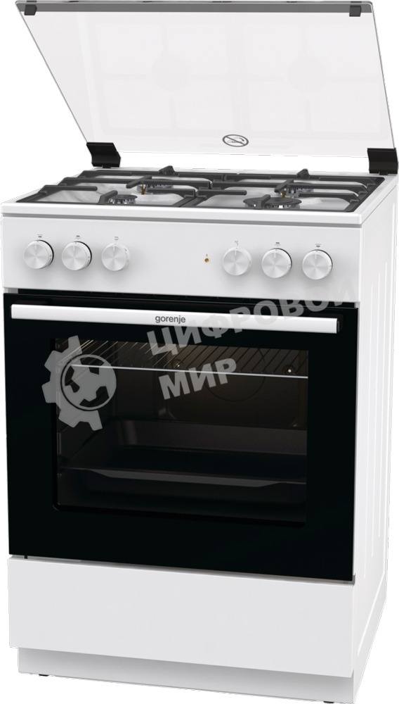 Плита комбинированная Gorenje GK6A20WF белый, конфорок 4 газовых, духовка 65 л, 60 см x 85 см x 60 см