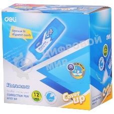 Ручка корректор Deli EH10790 голубой, корпус белый 12мл, дисплей картонный