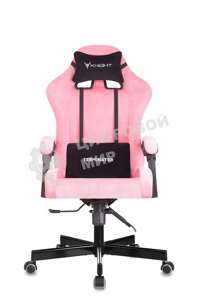 Кресло игровое Knight Terminator розовый Velvet 36, крестов. металл
