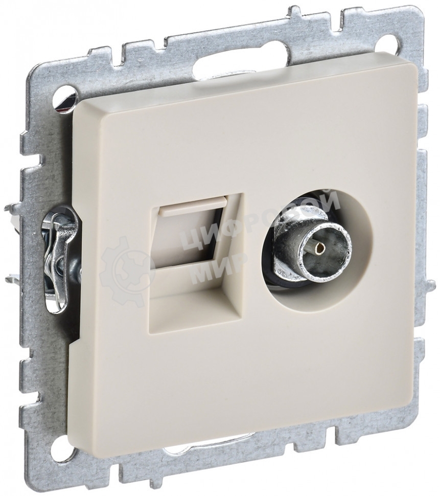 Розетка телевизионная двойная TV+RJ45 IEK BRITE РТВ/РК12-БрКр кат.5E бежевый