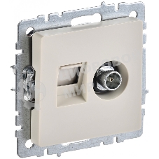 Розетка телевизионная двойная TV+RJ45 IEK BRITE РТВ/РК12-БрКр кат.5E бежевый