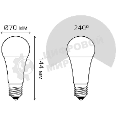 Лампа светодиодная Gauss A70 22Вт 3000К E27