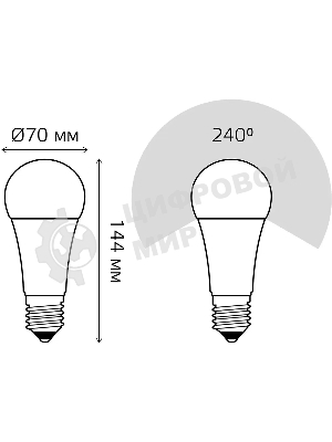 Лампа светодиодная Gauss A70 22Вт 3000К E27