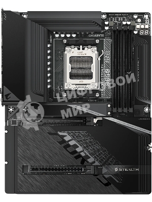 Материнская плата Gigabyte B850 AORUS STEALTH, AM5, AMD B850, 4xDDR5, 2xSATA, 4xM.2, 1xPCIe 5.0 x16, 1xPCIe 4.0 x16, 1xHDMI, 1x5Gb LAN, Wi-Fi 7, Bluetooth 5.4, 1xUSB-C 10Gbps, 2xUSB-A 10Gbps, 4xUSB-A 5Gbps, 4xUSB-A 2.0, 3x3.5 мм + S/PDIF оптический, 7.1, ATX