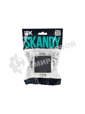 Розетка 1-м IEK SKANDY SK-R11G 16А IP44 с заземл. защ. штроки с крышкой графит SK-R16-16-44-K53