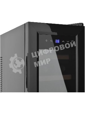Винный шкаф ZÜGEL ZTWF122B черный, 32 л, 1 отсек, 12 бут.
