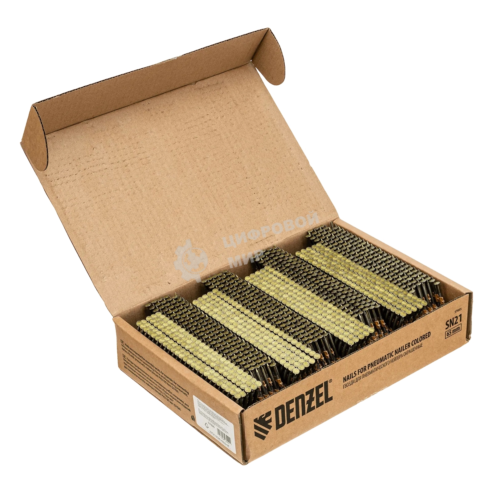 Гвозди Denzel для пнев. нейлера (крашен.), длина - 65 мм, диам. - 2,9 мм, 2000 шт.