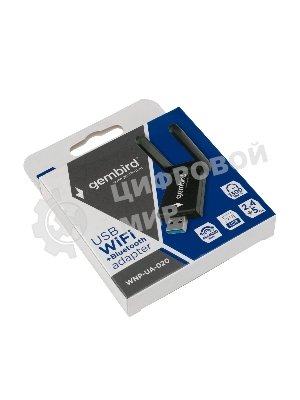 Сетевой адаптер WiFi+Bluetooth Gembird WNP-UA-020 двухдиапазонный с антеннами, 1300 Мбит, USB, 802.11b/a/g/n/ac