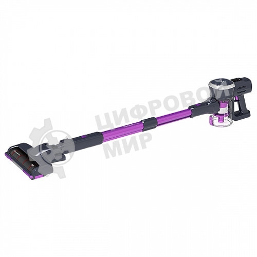 Пылесос вертикальный BQ VCA0201H фиолетовый, питание от аккумулятора, 250 Вт, уборка сухая, пылесборник 0.6 л, работа от АКБ max 40 мин