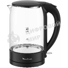 Чайник электрический Moulinex BY1S08F0 1.7 л, 2200 Вт, черный/прозрачный корпус: стекло/пластик