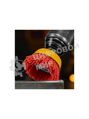 Щетка для дрели Denzel 65 мм, чашка, со шпилькой, нейлоновая щетина