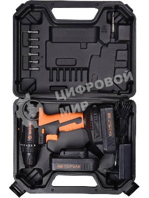 Дрель-шуруповерт Вихрь ДА-18Л-2К/Б, 18 В, 2 Ач, 45 Нм, щеточный