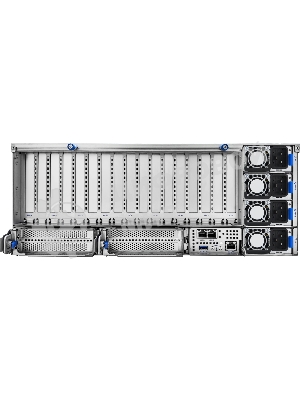 Серверная платформа ASUS ESC8000A-E13P, 4U, 2x SP5 (LGA 6096),24x DDR5 6400, 8x 2.5'' hsb NVME, up to 14x PCIe*, 2x M.2 22110 NVME, 1x 2-port 10Gbe RJ-45 Intel 710 LAN, up to 8 dual-slot GPUs, 3+1 3200W