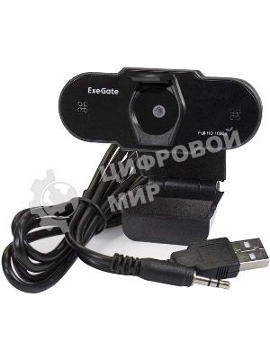 Веб-камера ExeGate BlackView C615 1920x1080, 30 кадр/с, USB Type-A, микрофон (шумоподавление), шторка приватности, универсальное крепление, штатив в комплекте