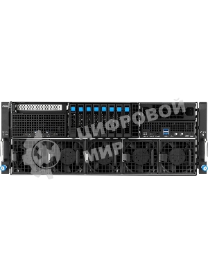 Серверная платформа ASUS ESC8000A-E13P, 4U, 2x SP5 (LGA 6096),24x DDR5 6400, 8x 2.5'' hsb NVME, up to 14x PCIe*, 2x M.2 22110 NVME, 1x 2-port 10Gbe RJ-45 Intel 710 LAN, up to 8 dual-slot GPUs, 3+1 3200W
