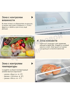 Холодильник Tesler RFD-427BI графит глянцевый двухкамерный 250/142л морозилка сбоку, No Frost, Side by Side