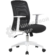 Кресло компьютерное Cactus CS-WMC333-BK черный, сиденье черный, сетка/ткань, низк.спин. крестов. пластик, пластик белый