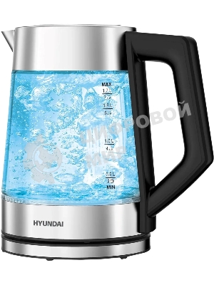 Чайник электрический Hyundai HYK-G4402 1.7 л, 2200 Вт, черный/серебристый корпус: стекло