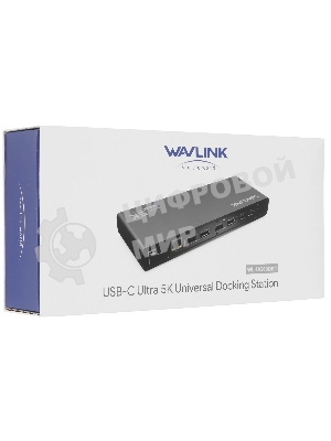 USB-концентратор Docking Station WAVLINK USB-C&USB3.0 Ultra 5K(Dual 4K) Universal Include 20V/2.5A Power Adaper/6xUSB3.0/2xDP 4K 60HZ/2xHDMI 4K 60HZ/1xGigabit LAN/1xAudio In/Out/Not Support Power Delivery