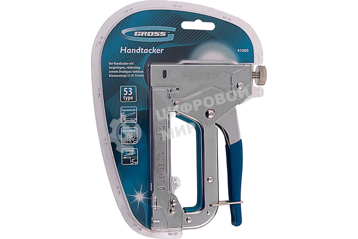 Степлер Gross 41000 мебельный регулируемый handwerker стальной корпус тип скобы 53 4-14мм
