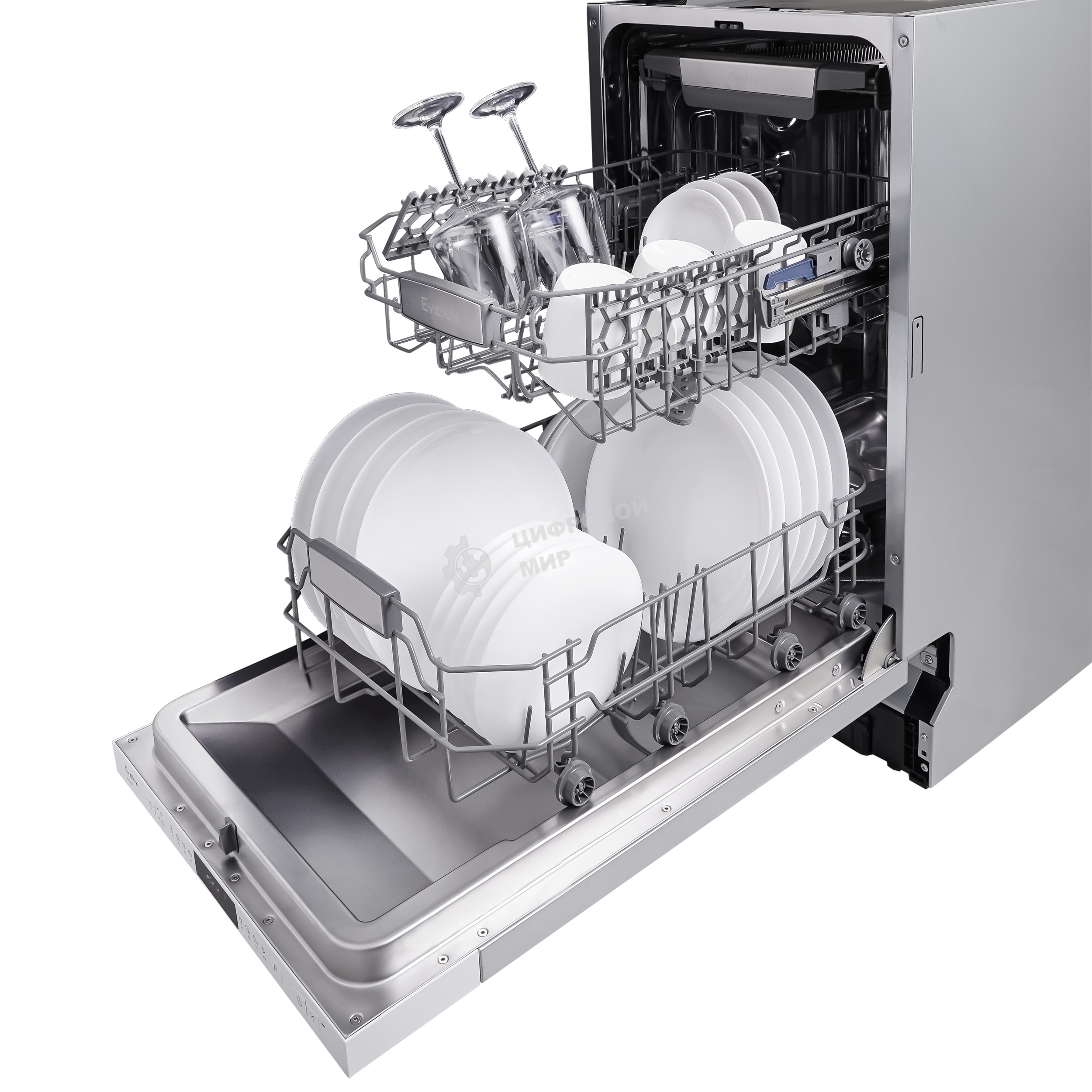 Встраиваемая посудомоечная машина Evelux BD 4502, белый, 44.8 см, 10 компл., 47 дБ, класс A++
