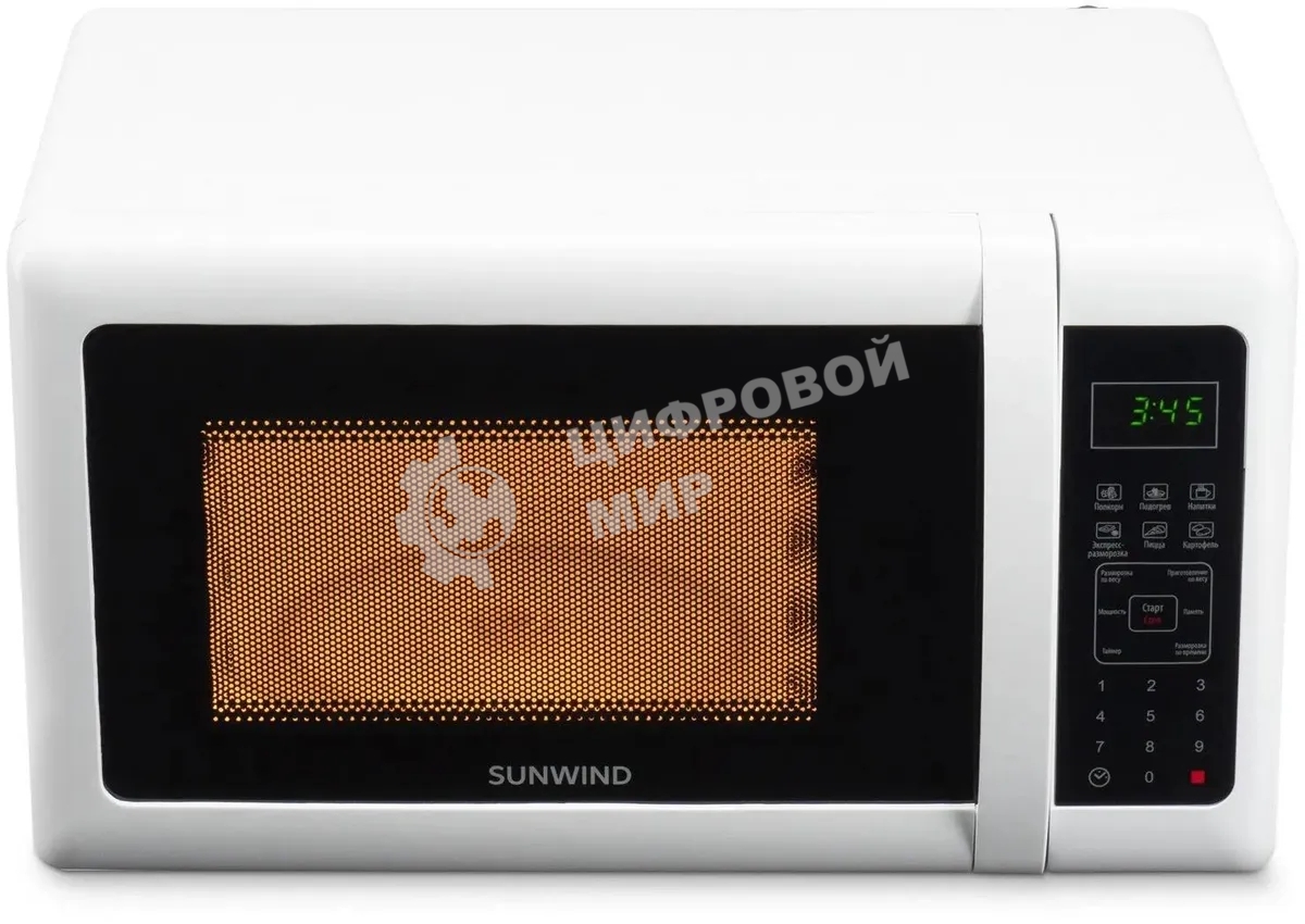 Микроволновая печь SunWind SUN-MW005 белый, 20 л, 700 Вт, переключатели - сенсор