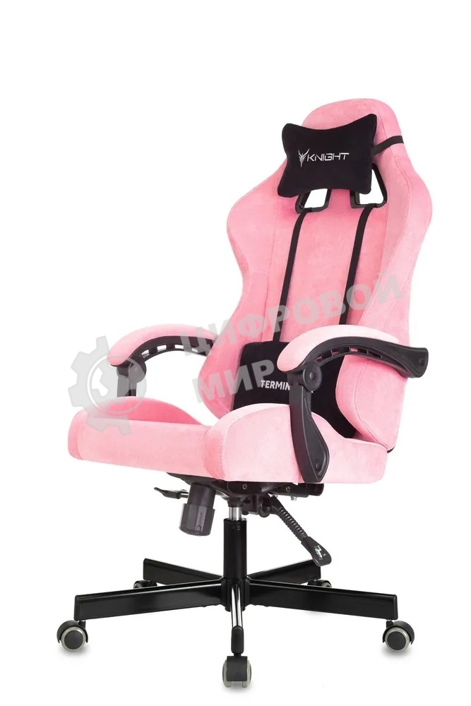 Кресло игровое Knight Terminator розовый Velvet 36, крестов. металл