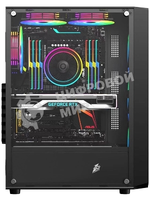 Компьютерный корпус 1STPLAYER FD3 Black, ATX, 4x120мм LED fans inc.