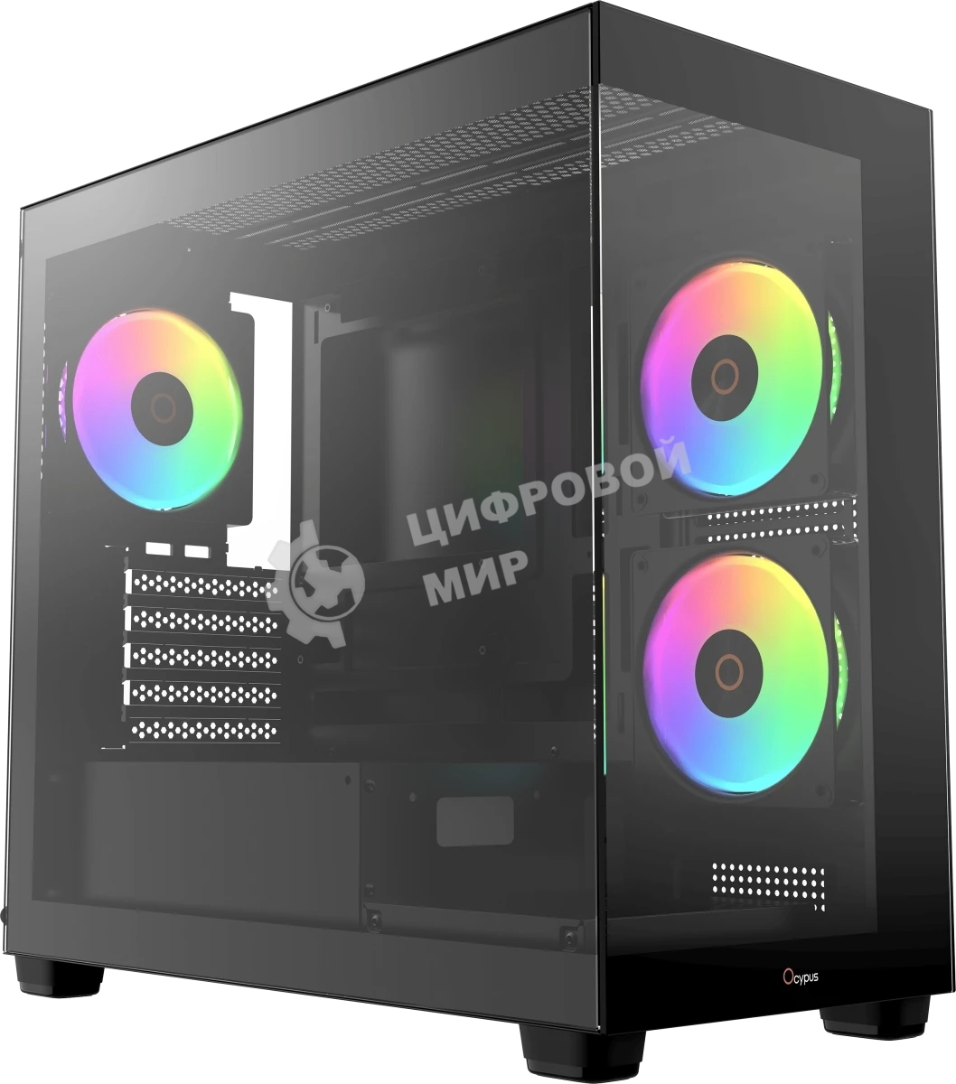 Компьютерный корпус Ocypus Gaммa C52 BK ARGB mATX/win/black/3 ARGB fans/no PSU/Tempered Glass