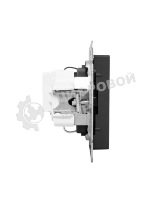 Механизм розетки EKF UP1-SOB-111 16А, с заземлением, со шторками, черный Эпика