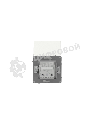 Розетка силовая, 2P+E, с з/ш, с крышкой, IP44, белая магнолия