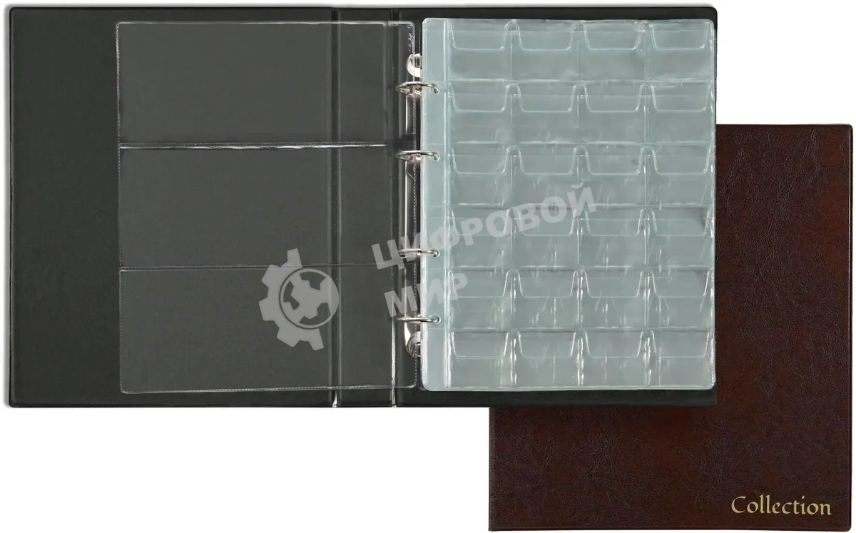 Папка на 4-х кольцах Silwerhof Кляссер верт. ПВХ 0.6мм, коричневый