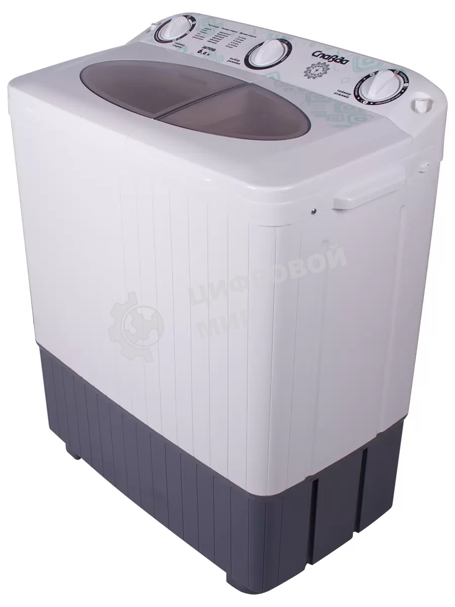 Стиральная машина Славда WS-60РЕТ белый/серый, загрузка вертикальная 6 кг, 1350 об/мин, класс: А