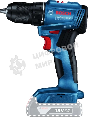 Дрель-шуруповерт Bosch GSR 185-LI Аккумуляторная, 18В, Без АКБ и ЗУ, Кейс