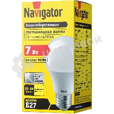 Лампа светодиодная Navigator NLL-A60-7-12/24-4K-E27