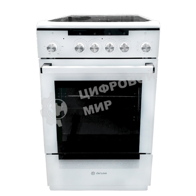 Плита электрическая De Luxe 506004.13ЭС белый, конфорок 4 электрических (стеклокерамика), духовка 60 л, 50 см x 87 см x 60 см