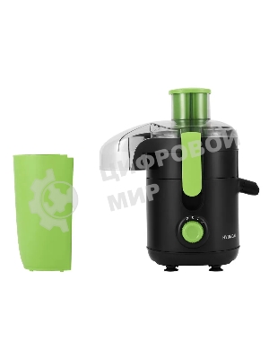 Соковыжималка Hyundai HY-JE1625 чёрный/зелёный, центробежная, 500 Вт, 400 мл, механическое