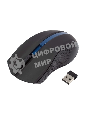 Мышь беспроводная HIPER HOMW-074 черный/синий, 1000 dpi, радиоканал, USB, кнопки - 3