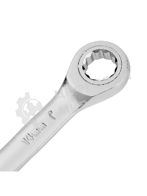 Ключ комбинированный трещоточный Denzel 14 мм, CrV, матовый хром